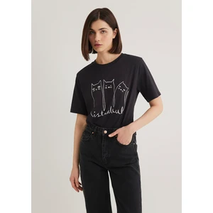 Kedi Baskılı Antrasit İstanbul Tişört 1610674-70087