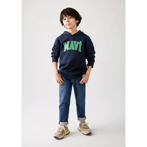 Mavi Logo Baskılı Lacivert Kapüşonlu Sweatshirt 6610110-70490