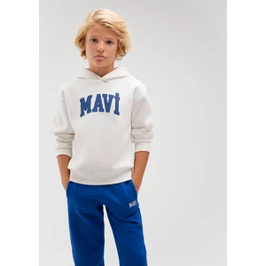 Mavi Logo Baskılı Beyaz Kapüşonlu Sweatshirt 6610110-70057