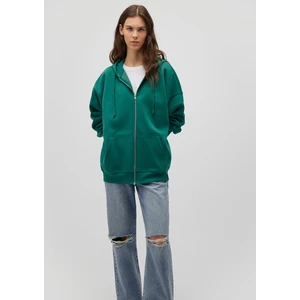 Kapüşonlu Fermuarlı Yeşil Sweatshirt 1610221-71874
