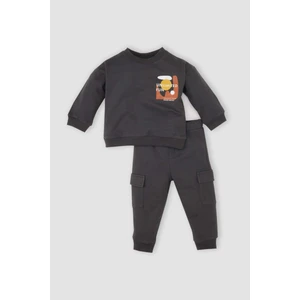 Erkek Bebek 2'li Takım Baskılı Sweatshirt Kargo Cepli Eşofman Altı D7653A524WN