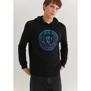 Mühür Logo Baskılı Kapüşonlu Siyah Sweatshirt 0611721-900