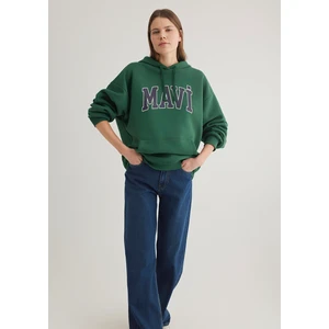 Mavi Logo Baskılı Kapüşonlu Yeşil Sweatshirt 1600361-71892
