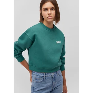 Mavi Logo Baskılı Yeşil Crop Sweatshirt 1611601-71874