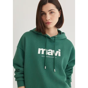 Mavi Logo Baskılı Kapüşonlu Yeşil Sweatshirt 168334-71874