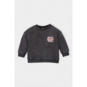 Erkek Bebek Bisiklet Yaka Baskılı Yıkamalı Soluk Efektli Sweatshirt D4493A524AU