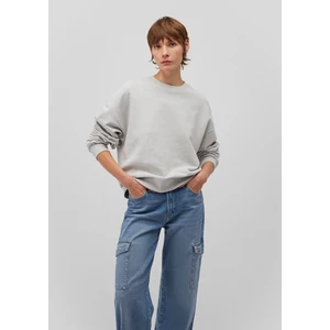 Bisiklet Yaka Gri Basic Sweatshirt 1611770-70074