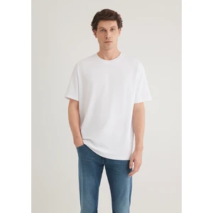 Bisiklet Yaka Beyaz Basic Tişört 0611596-620