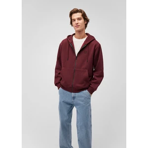 Kapüşonlu Fermuarlı Bordo Basic Sweatshirt 066979-70426