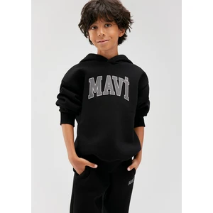 Mavi Logo Baskılı Kapüşonlu Siyah Sweatshirt 6610110-900