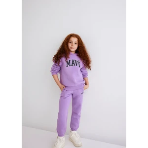 Mavi Logo Baskılı Kapüşonlu Mor Sweatshirt 7610035-70586