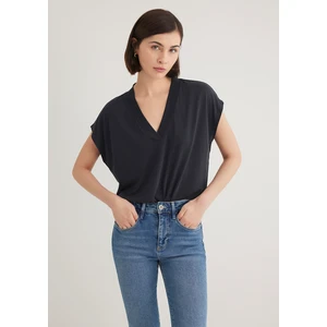 Lux Touch TENCEL TM V Yaka Siyah Modal Tişört 1612250-900
