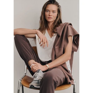 Lux Touch TENCEL TM V Yaka Ekru Modal Tişört 1612250-70057