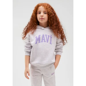Mavi Logo Baskılı Kapüşonlu Gri Sweatshirt 7610035-85438