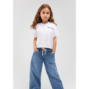 Miav Baskılı Beyaz Crop Çocuk Tişört 7610180-620