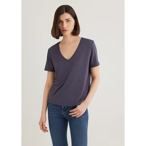 V Yaka Mor Basic Tişört 1612381-87111