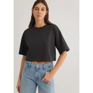 Antrasit Crop Basic Tişört 1612377-70087