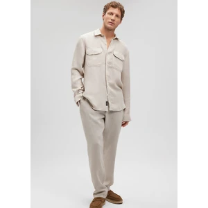 Keten Karışımlı Bej Gömlek0210851-70144