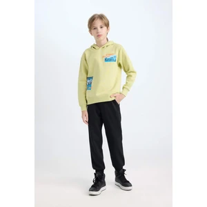 Erkek Çocuk 2'li Takım Kapüşonlu Baskılı Kalın Sweatshirt Beli Lastikli Jogger Eşofman Altı D5222A824WN