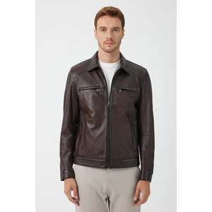 James Kahverengi Deri Mont