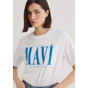 Mavi Logo Baskılı Beyaz Tişört 1611990-620