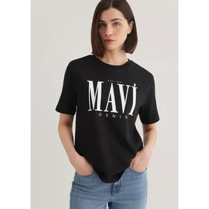 Mavi Logo Baskılı Siyah Tişört 1611990-900