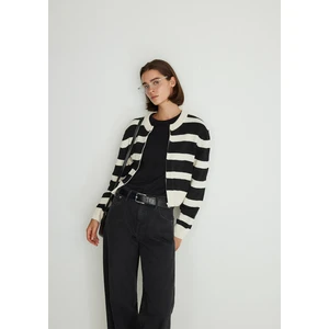 Fermuarlı Siyah Çizgili Hırka 1710526-85407