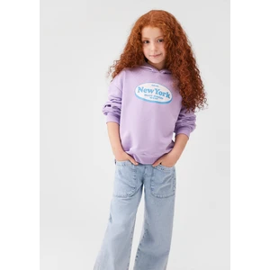 New York Baskılı Mor Sweatshirt 7S10063-70519