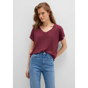 V Yaka Bordo Basic Viskoz Tişört 167714-70393