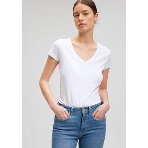 V Yaka Beyaz Basic Stretch Tişört 162769-620