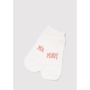 Logo Baskılı Beyaz Patik Çorap 1912784-620 Kadın İçin Rahat ve Şık Tasarım