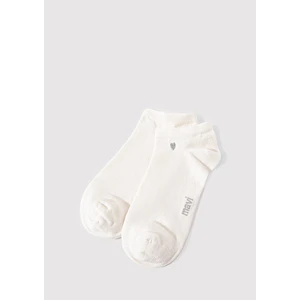 Kalp Nakış İşlemeli Beyaz Patik Çorap 1912793-620