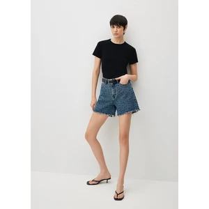 Millie 90s Indigo Leopar Desenli Jean Şort 1458988290