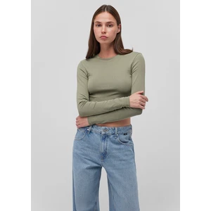 Uzun Kollu Haki Crop Basic Tişört 1612822-71818