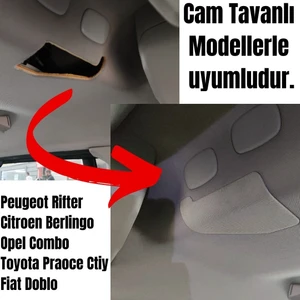 Topraks Shop Rifter-Berlingo-Proace City-Doblo-Opel Cam Tavanlı Ara Bölme Demiri Boşluk Kapakları Tavan Kumaşı Kaplı 2 Adet