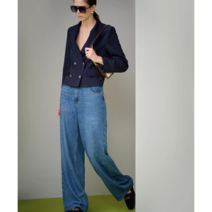 Metal düğmeli kruvaze blazer