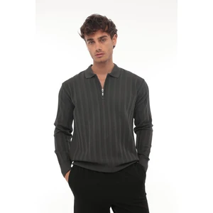 Füme Petek Dokulu Fitilli Polo Yaka Triko Kazak- 2445