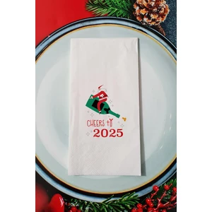 Cheers to 2026 Şampanya ve Noel Baba Desenli Yılbaşı - Yeni Yıl Sunum Peçetesi