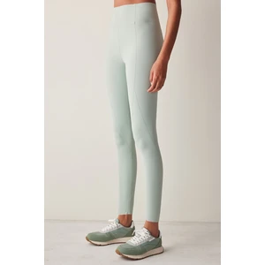 Açık Yeşil Yüksek Bel Bilek Boy Bonding Tayt