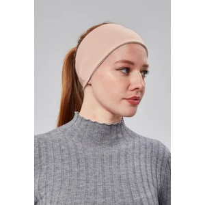 Sonbahar Moda Kadın Spor Saç Bandı Bandana Penye Esnek Bone Dikissiz Bej