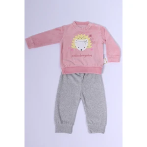 Bebek Kadife Eşofman Takımı Baskılı Çıtçıtlı D37