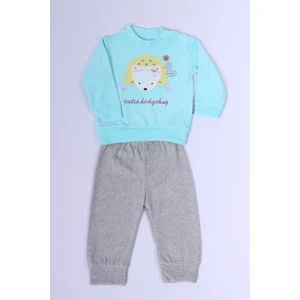 Bebek Kadife Eşofman Takımı Baskılı Çıtçıtlı D37