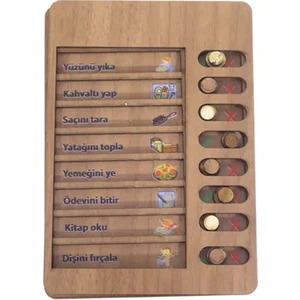 Nostaljik Lezzetler Ahşap Çocuk Günlük Rutin Checklist Kontrol Listesi