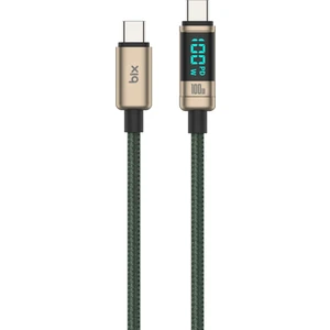 BX09CC Type-C To Type-C 100W 480MBPS E-Marker LED Dijital Ekranlı Şarj ve Data Kablosu 1 Metre