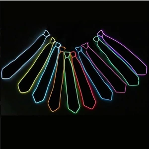 Yeşil LED Işıklı Kravat Siyah Parti Kravatı Floresan Işık Glow Yılbaşı Düğün Eğlence HJ-ENT01