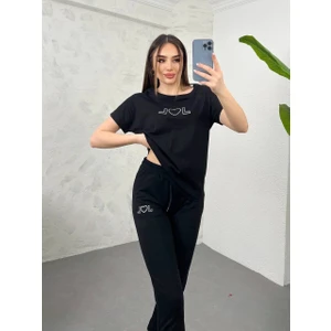 Koza Butik Kadın Nakış Detaylı Basic Eşofman Takımı 3814-23