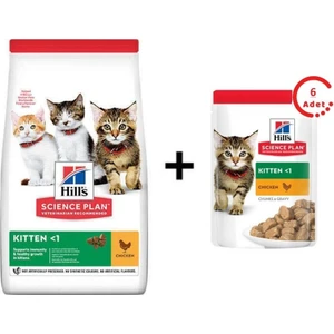 Kitten Tavuk Etli Yavru Kedi Maması 1,5 kg + 6 Adet Hill's Chunks In Gravy Kitten Tavuklu Yavru Kedi Konservesi 85 gr