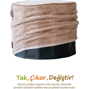 Yıkanabilir Puf Tabure Kılıfı Tak-Çıkar-Değiştir-Yenile Orta Sehpa Kılıfı By Teddy Bej