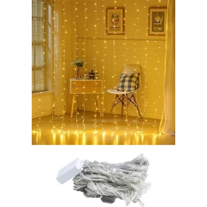2x2 Metre 144 Ledli 10 Saçaklı Perde LED Işıklar Animasyonlu Kumandalı Fişli - Günışığı