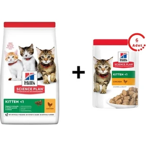 Kitten Tavuk Etli Yavru Kedi Maması 7 kg + 6 Adet Hill's Chunks In Gravy Kitten Tavuklu Yavru Kedi Konservesi 85 gr